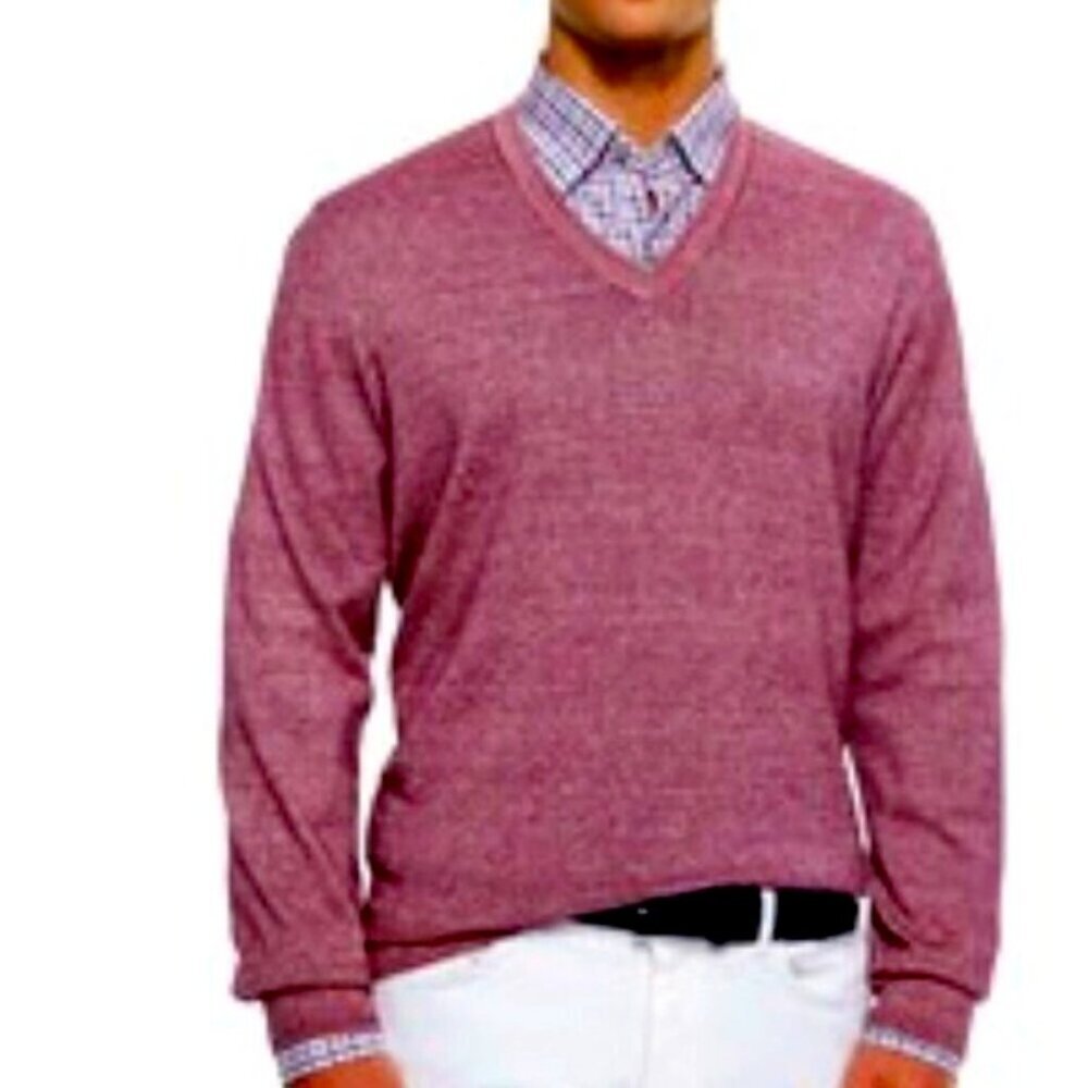 ERMENEGILDO ZEGNA Italy Gart Dyed V-neck Sweater Pink\Purple XL MSRP $795